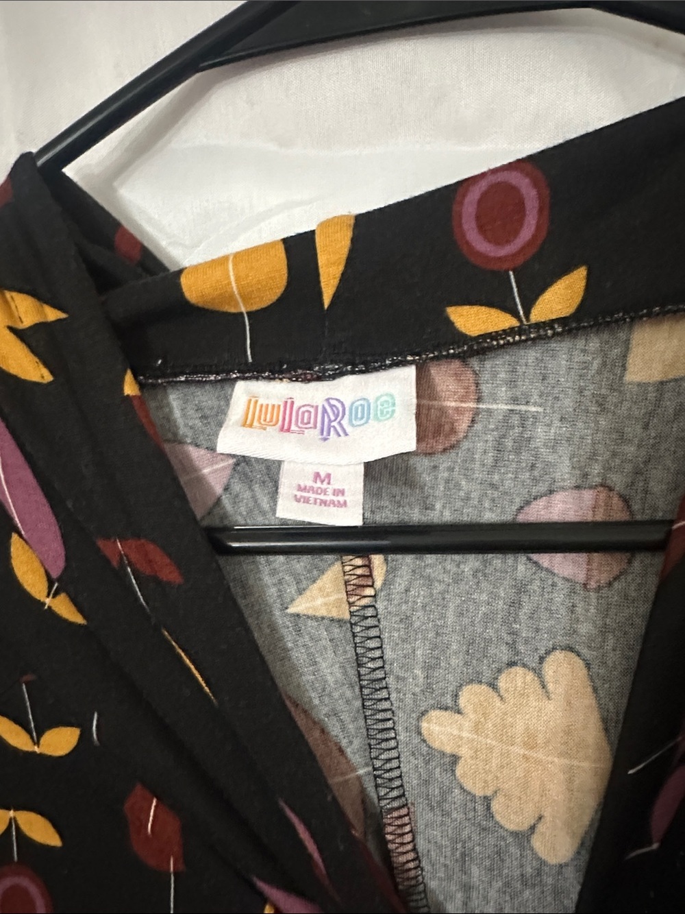 LuLaRoe Black Tunic with Mustard and Plum Floral Print - Picture 2 of 4